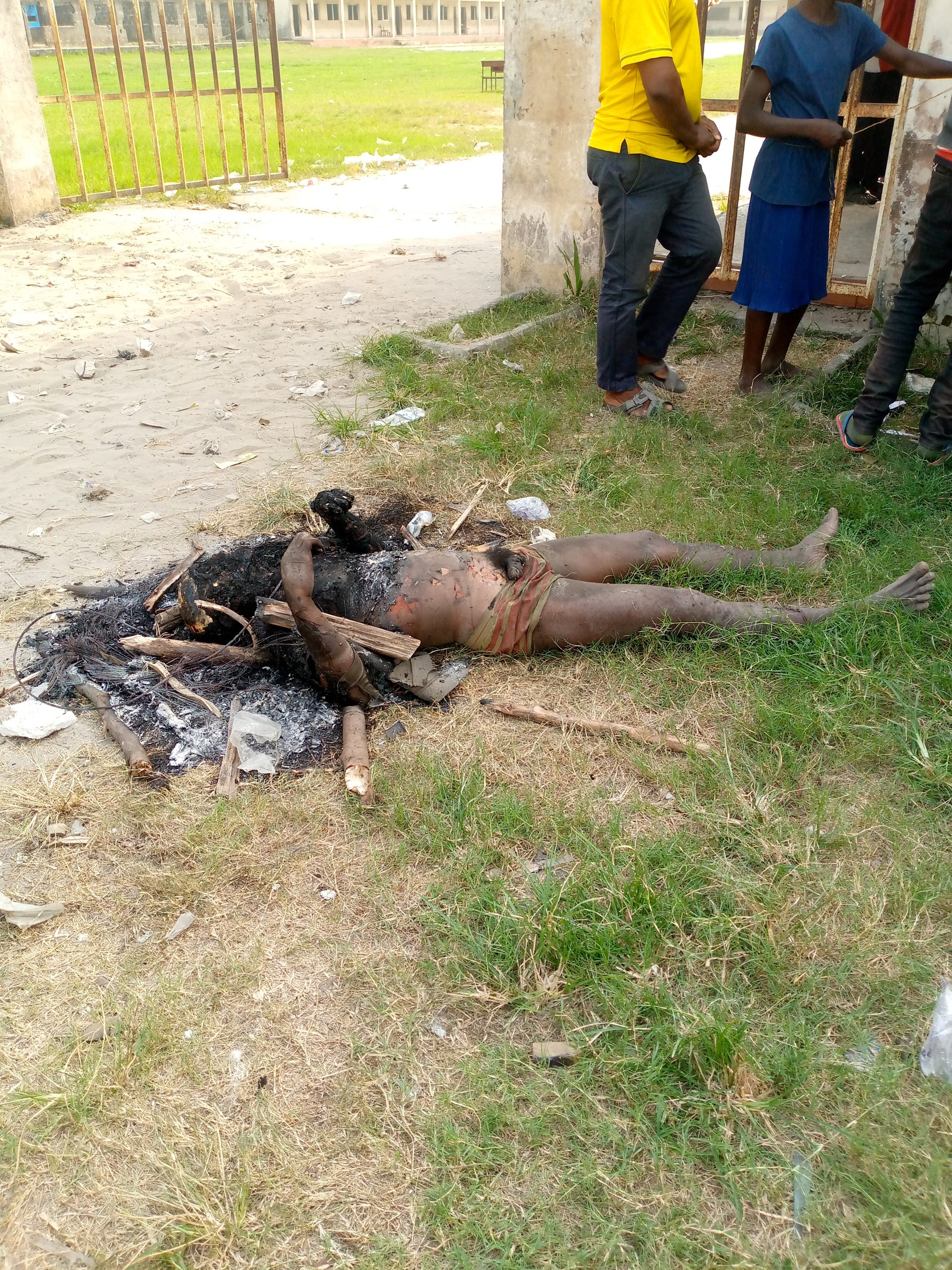 Jungle Justice: See Why A Suspected Madman Is Burnt Alive In Ughelli