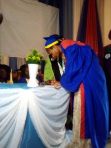 A Matriculant signing matriculation registry