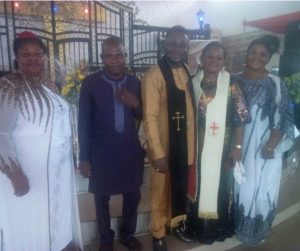 From left, Bishop Blessing Ator Otiono, (middle) in brown attire, Bishop Philip Oswald Daniels and wife, bishop designate Loveth Phil's Daniels and others, shortly after the conference at Ogwashi-Uku, Delta State