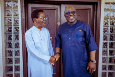 Delta State Gov Sheriff Oborevwori (right) with Chief Godwin Ogbetuo
