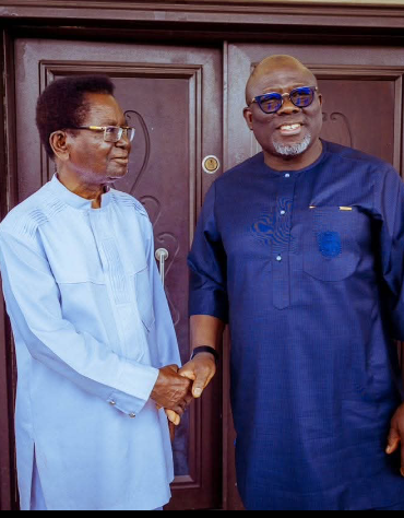 Delta State Gov Sheriff Oborevwori (right) with Chief Godwin Ogbetuo