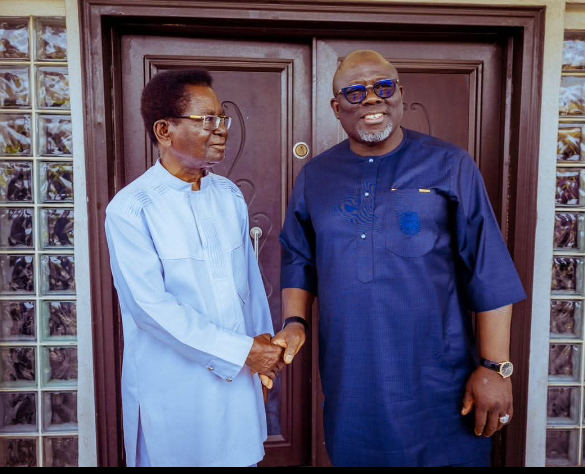 Delta State Gov Sheriff Oborevwori (right) with Chief Godwin Ogbetuo