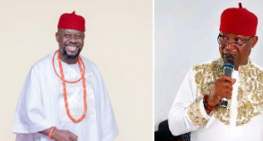 NNU president general, Chief Amechi Asugwuni (left) with NELGA chairman, Hon. Vincent Osilonya