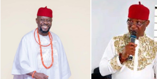 NNU president general, Chief Amechi Asugwuni (left) with NELGA chairman, Hon. Vincent Osilonya