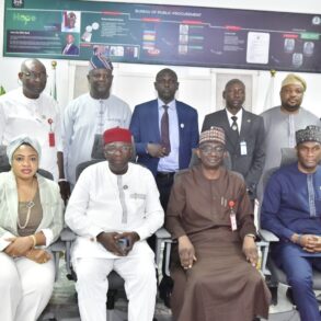 2nd from left, professor Christopher Ogbogbo, the Vice Chancellor, Admiralty University of Nigeria (ADUN) 2nd from right, Engr Nasir Bello of BPP and others, shortly after their meeting in Abuja.