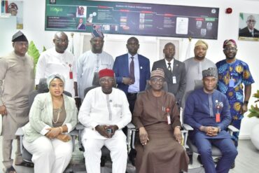 2nd from left, professor Christopher Ogbogbo, the Vice Chancellor, Admiralty University of Nigeria (ADUN) 2nd from right, Engr Nasir Bello of BPP and others, shortly after their meeting in Abuja.